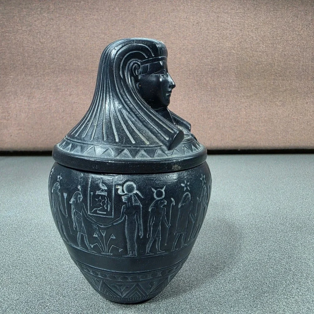 Egyptian Revival Pharaoh Canopic Jar Decor Excellent